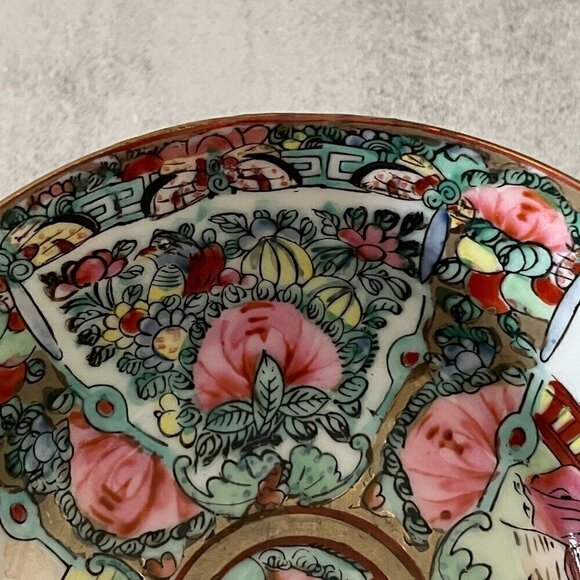 Vintage Rose Medallion Bowl and Spoon Y. Y. Japanese Porcelain Ware Hong Kong - Picture 4 of 13